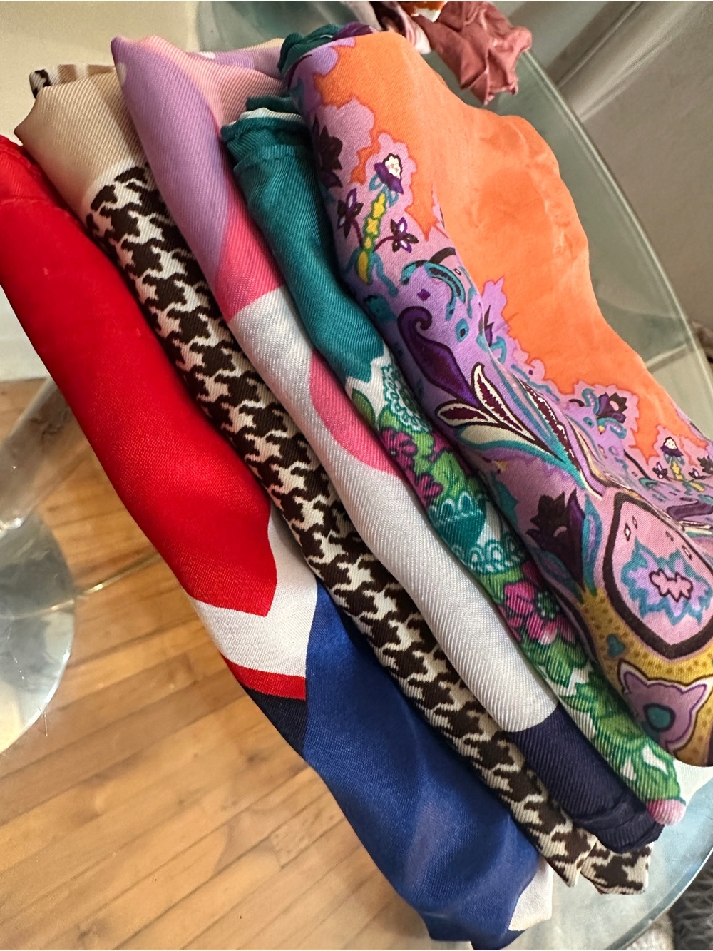 Rare Bundle - Vintage 100% Silk and 100% Polyester pattern Scarves